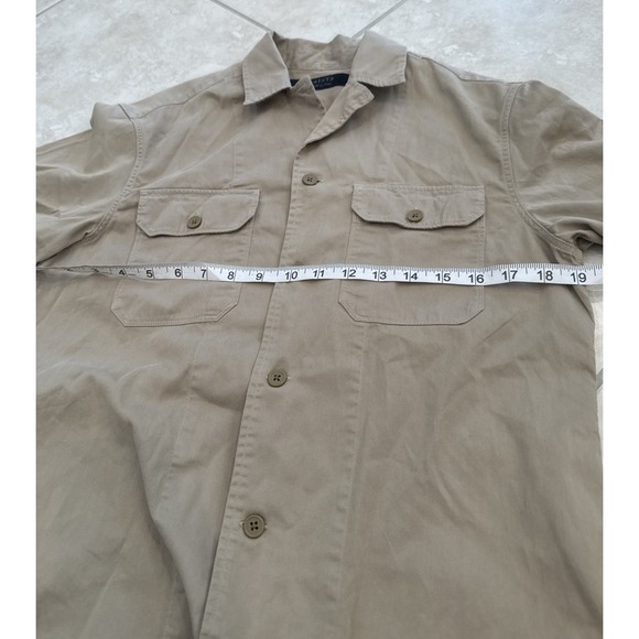 NWOT‎ AllSaints Shirt Mens Small Taupe Brown Short Sleeve Casual Work Travel - Picture 4 of 7